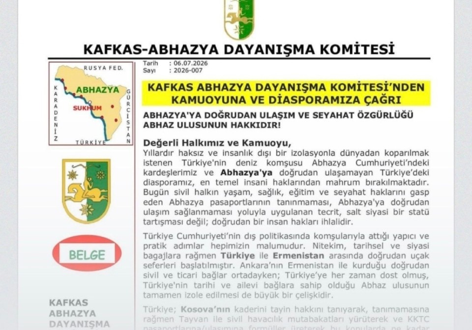Аԥсны адгыдара азҭо Кавказтәи аилакы Анкара ахь ааԥхьара ҟанаҵеит ареспублика аганахьала иҟоу аԥкрақәа мап рыцәнакырц